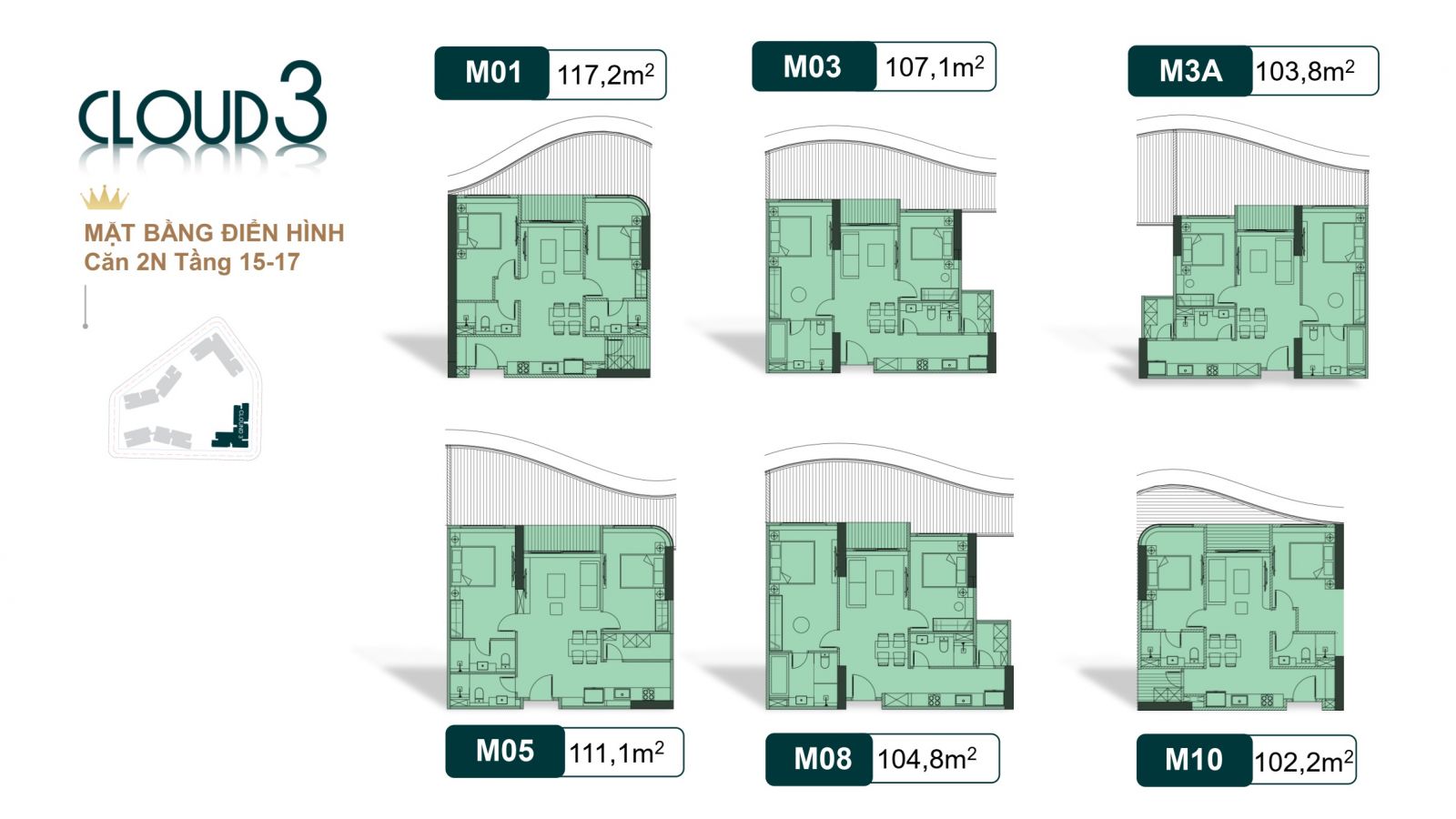THIẾT KẾ CĂN HỘ 02 PHÒNG NGỦ TÒA CLOUD 3 - ROYAL MANSION